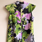 Gorgeous 1970s Purple and Green Hawaiian Maxi Dress (M)