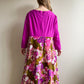 1970s Purple Maxi Dress With Floral Skirt (XL/2XL)