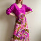 1970s Purple Maxi Dress With Floral Skirt (XL/2XL)