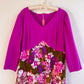 1970s Purple Maxi Dress With Floral Skirt (XL/2XL)