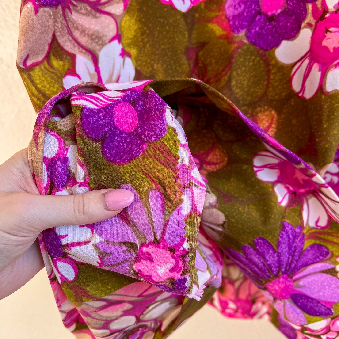 1970s Purple Maxi Dress With Floral Skirt (XL/2XL)