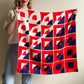 1970s Red, White, and Navy Silk Scarf from Echo