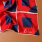 1970s Red, White, and Navy Silk Scarf from Echo