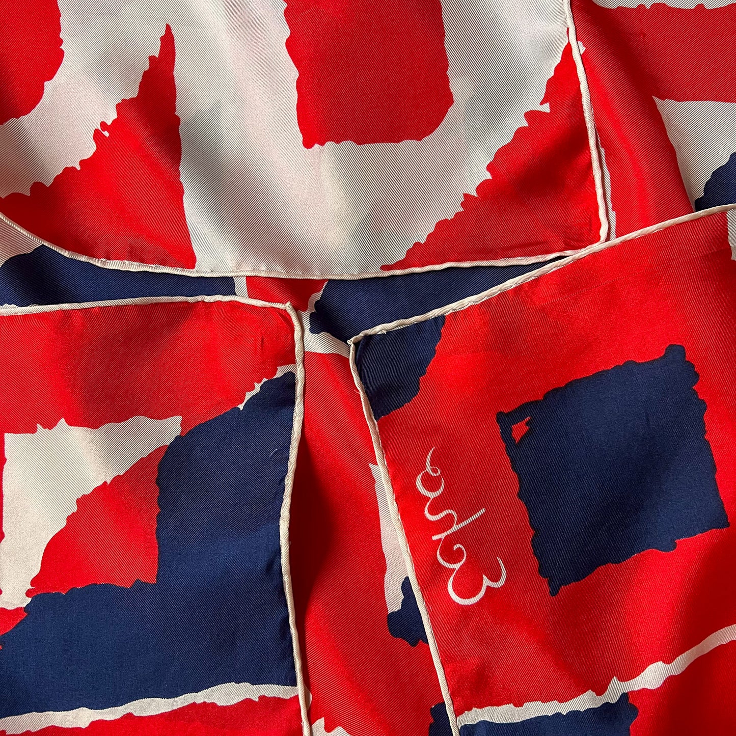 1970s Red, White, and Navy Silk Scarf from Echo