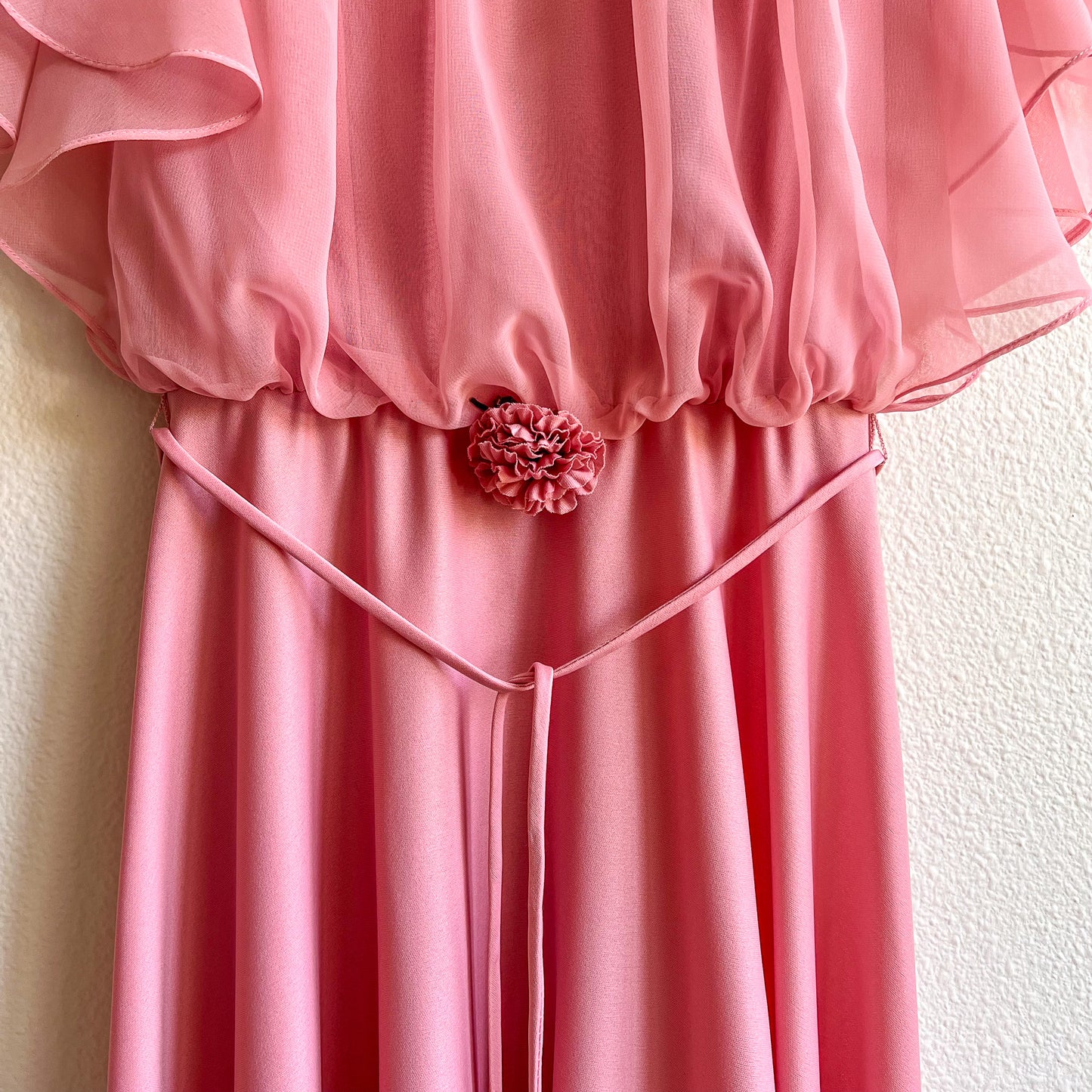 1970s Muted Rose Chiffon Gown (S/M)