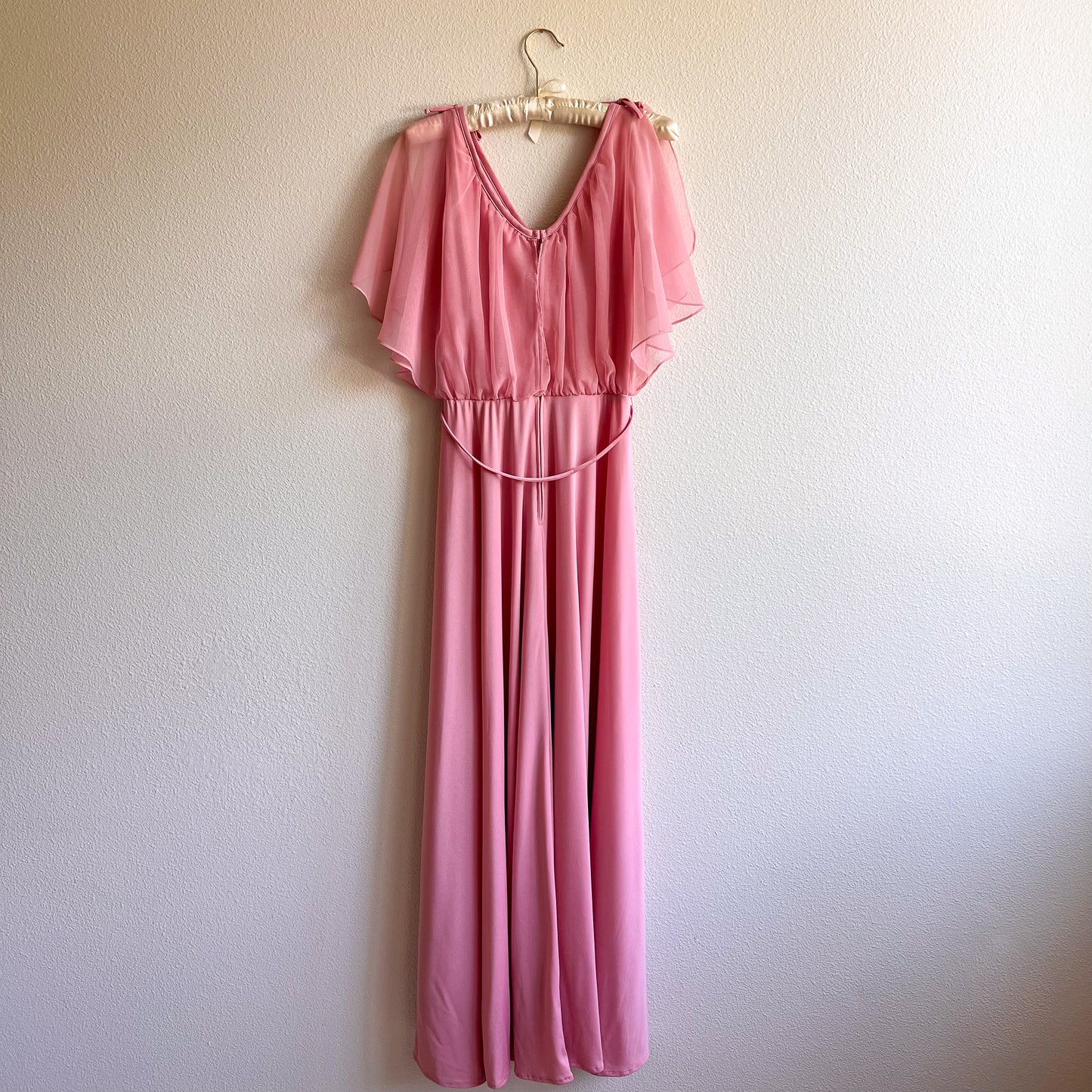 1970s Muted Rose Chiffon Gown (S/M)