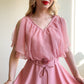 1970s Muted Rose Chiffon Gown (S/M)