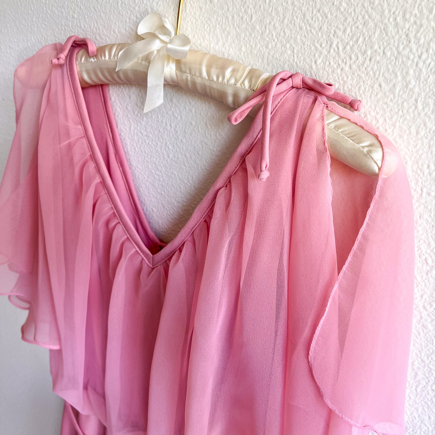 1970s Muted Rose Chiffon Gown (S/M)