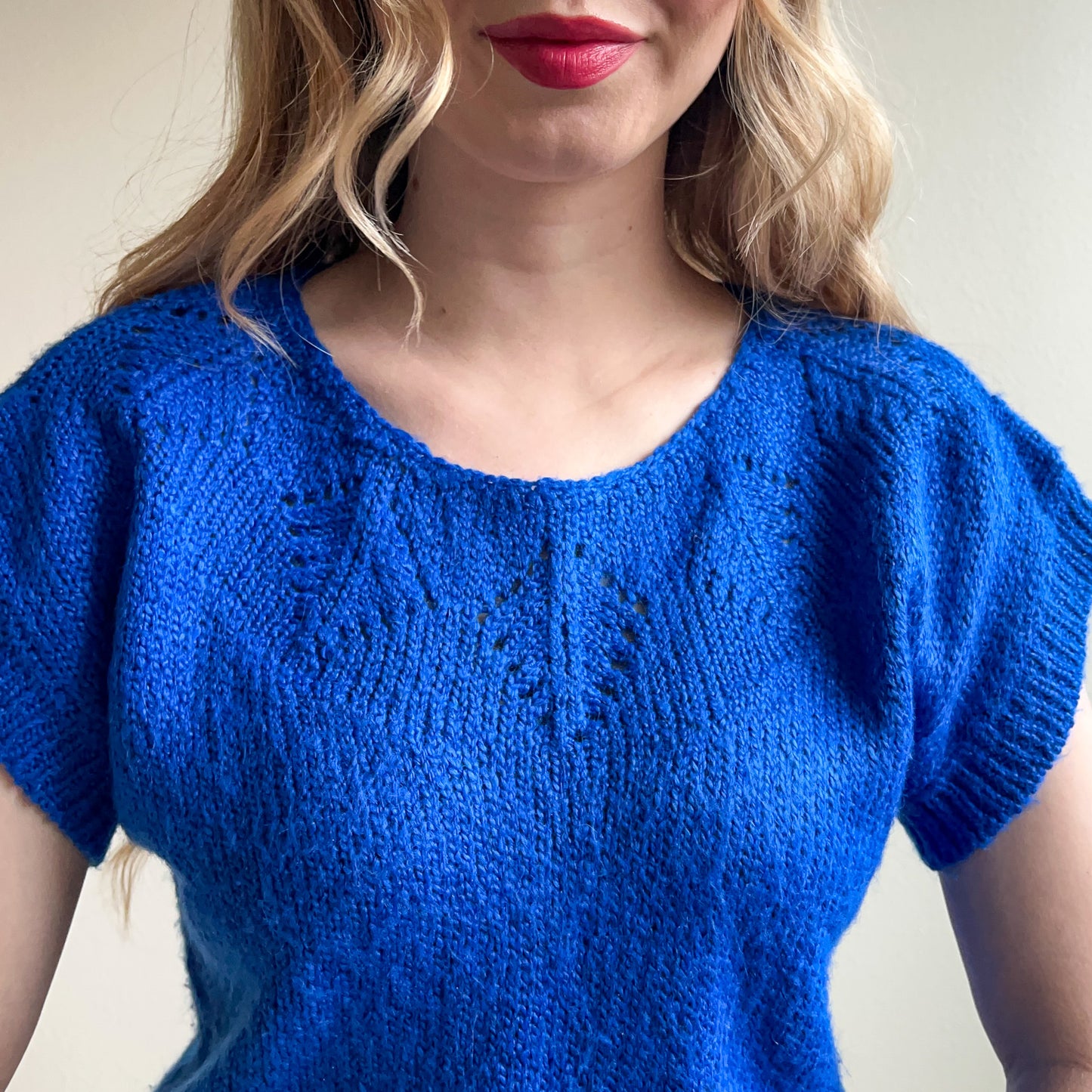 1970s Royal Blue Short Sleeve Sweater (M/L)