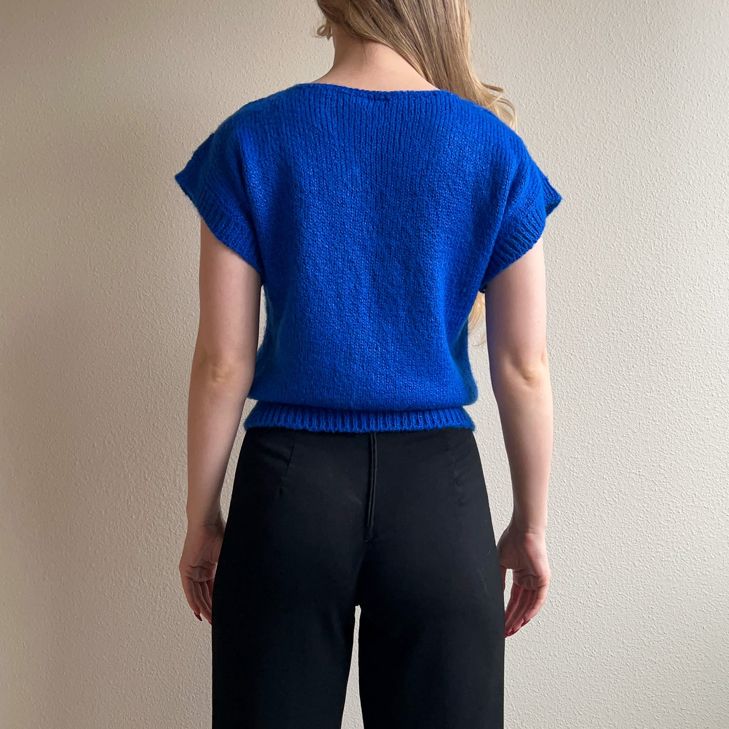 1970s Royal Blue Short Sleeve Sweater (M/L)