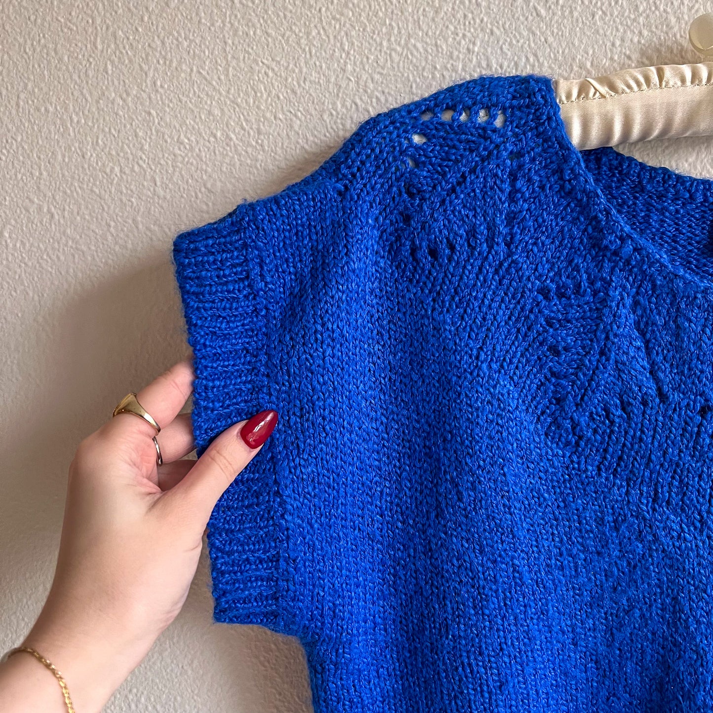 1970s Royal Blue Short Sleeve Sweater (M/L)