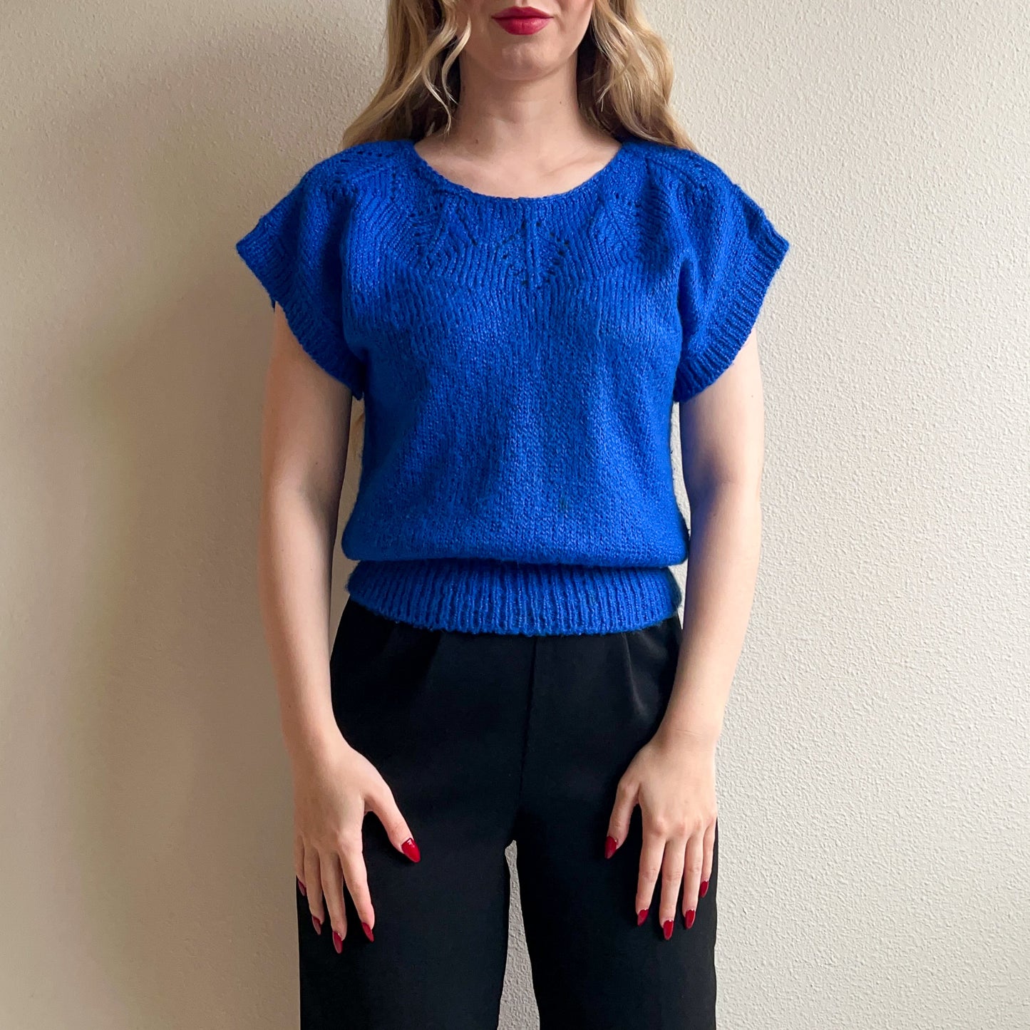 1970s Royal Blue Short Sleeve Sweater (M/L)