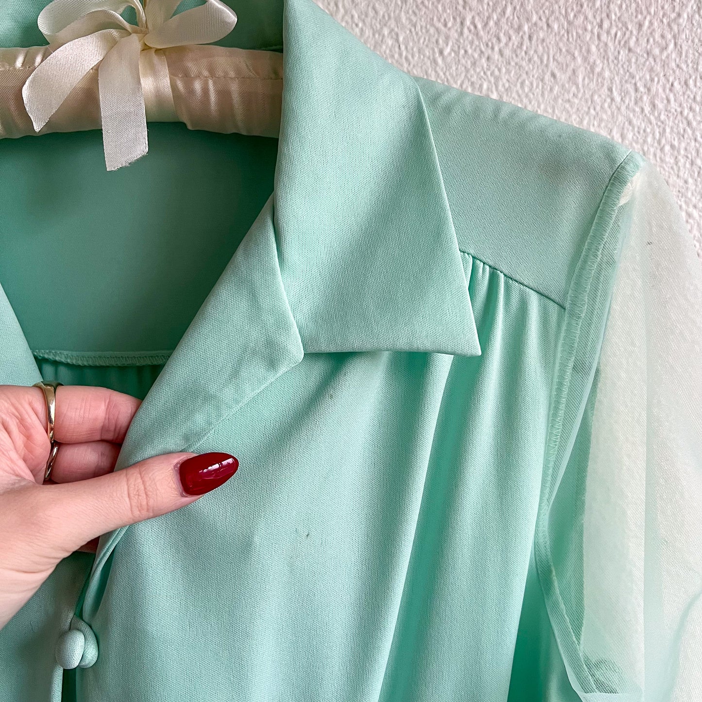 1970s Seafoam Buttoned Midi Dress (M/L)