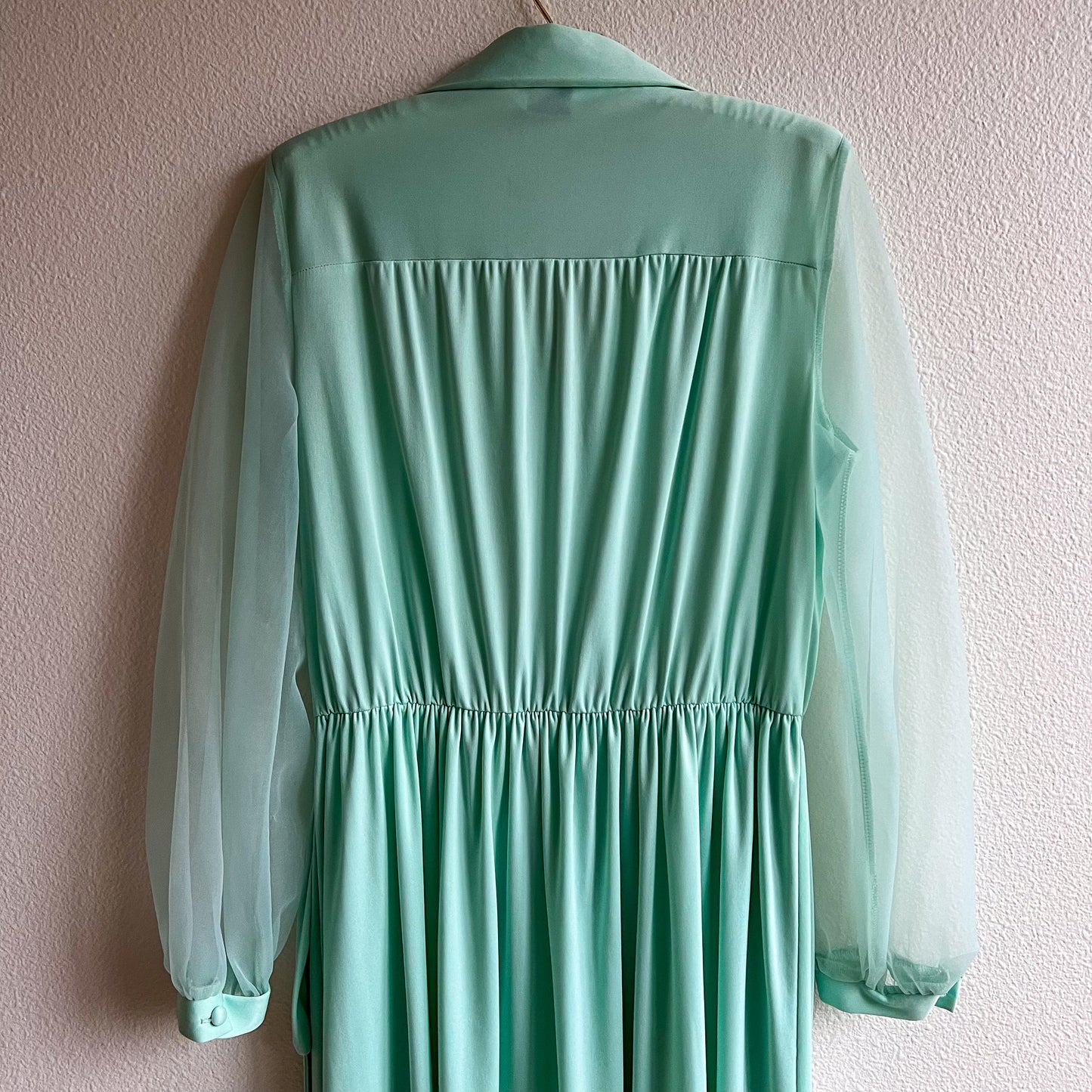 1970s Seafoam Buttoned Midi Dress (M/L)