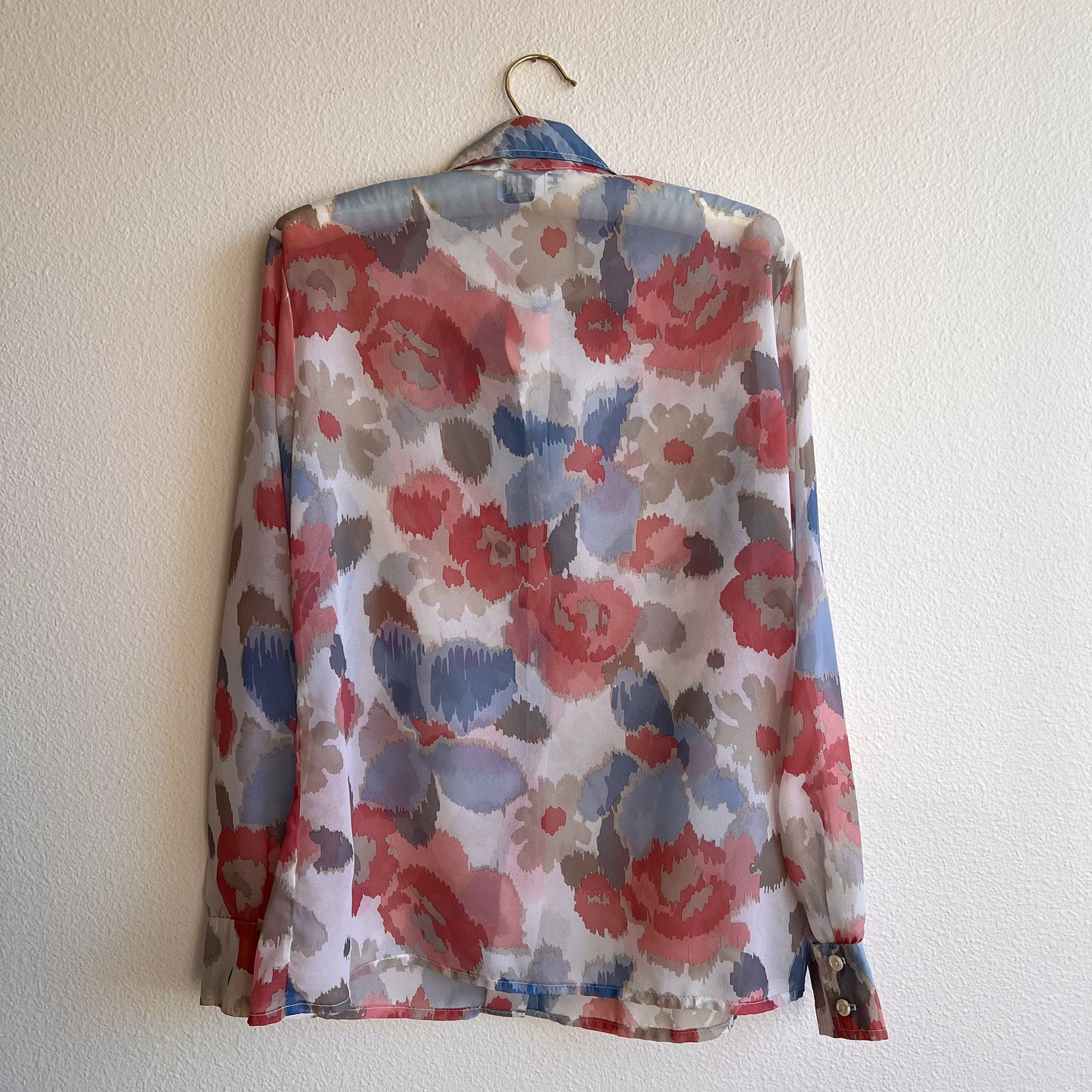 1970s Sheer Abstract Floral Print Button-Up (M/L)