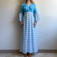 1970s Sky Blue Bell-Sleeved Maxi Dress (S)