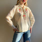 1970s Ivory Summer Blouse With Bodice Embroidery (M)