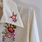 1970s Ivory Summer Blouse With Bodice Embroidery (M)
