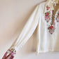 1970s Ivory Summer Blouse With Bodice Embroidery (M)