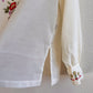 1970s Ivory Summer Blouse With Bodice Embroidery (M)