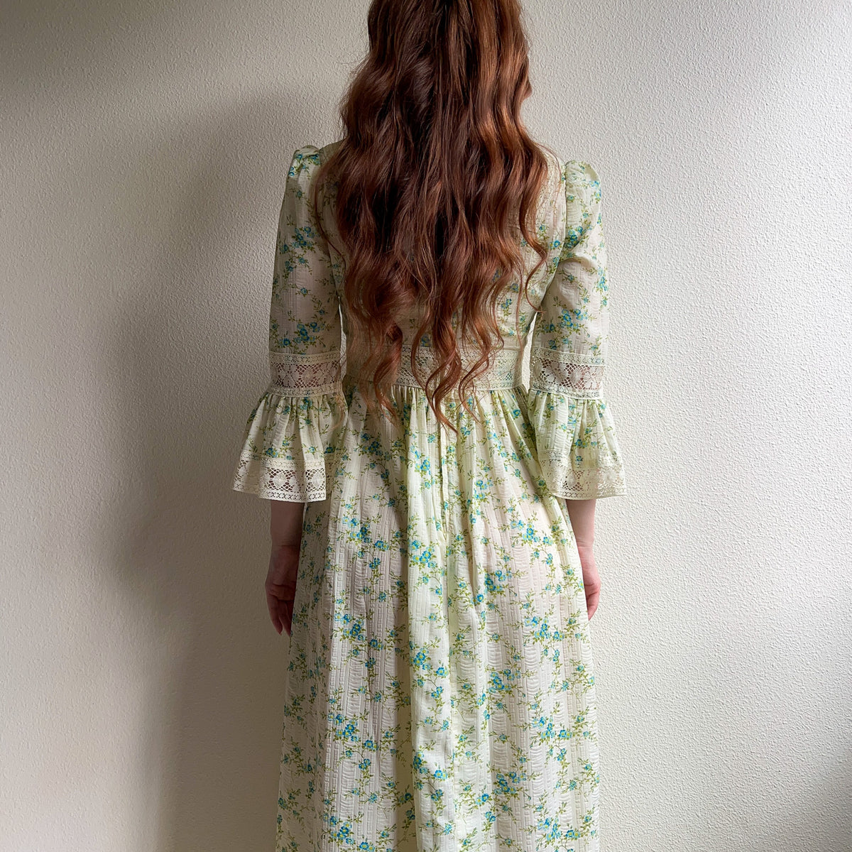 1970s Ivory Summer Dress With Crochet Trim (M)