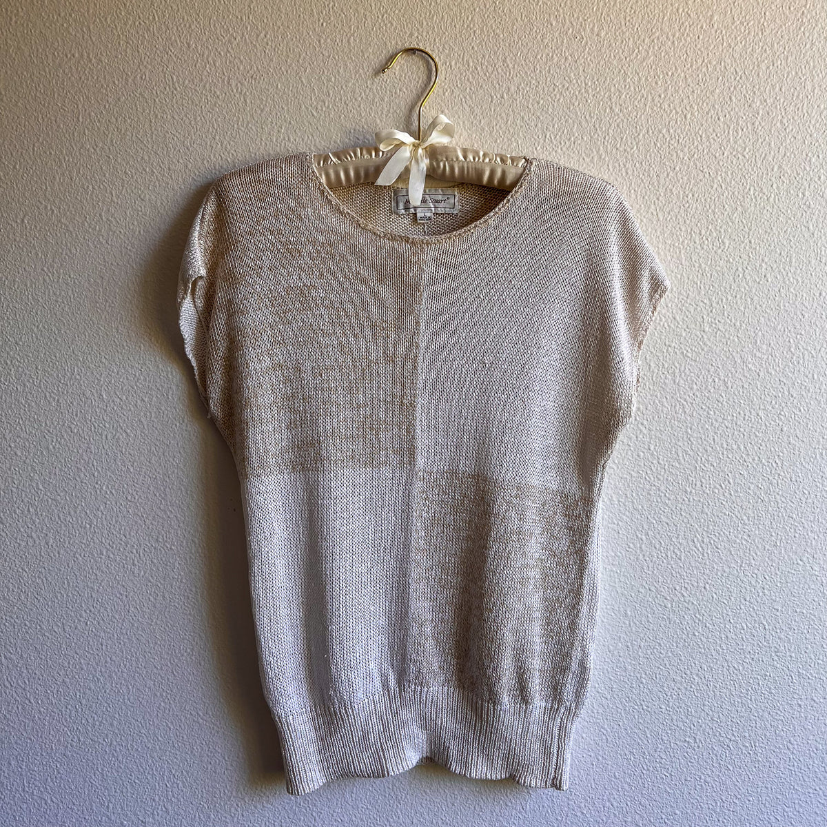 1970s Tan and White Quadrant Sweater (M/L)