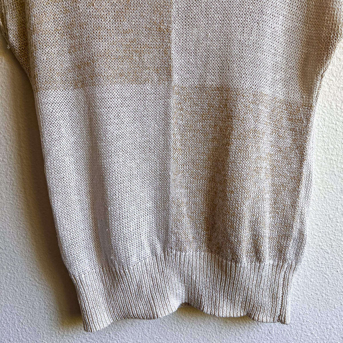 1970s Tan and White Quadrant Sweater (M/L)