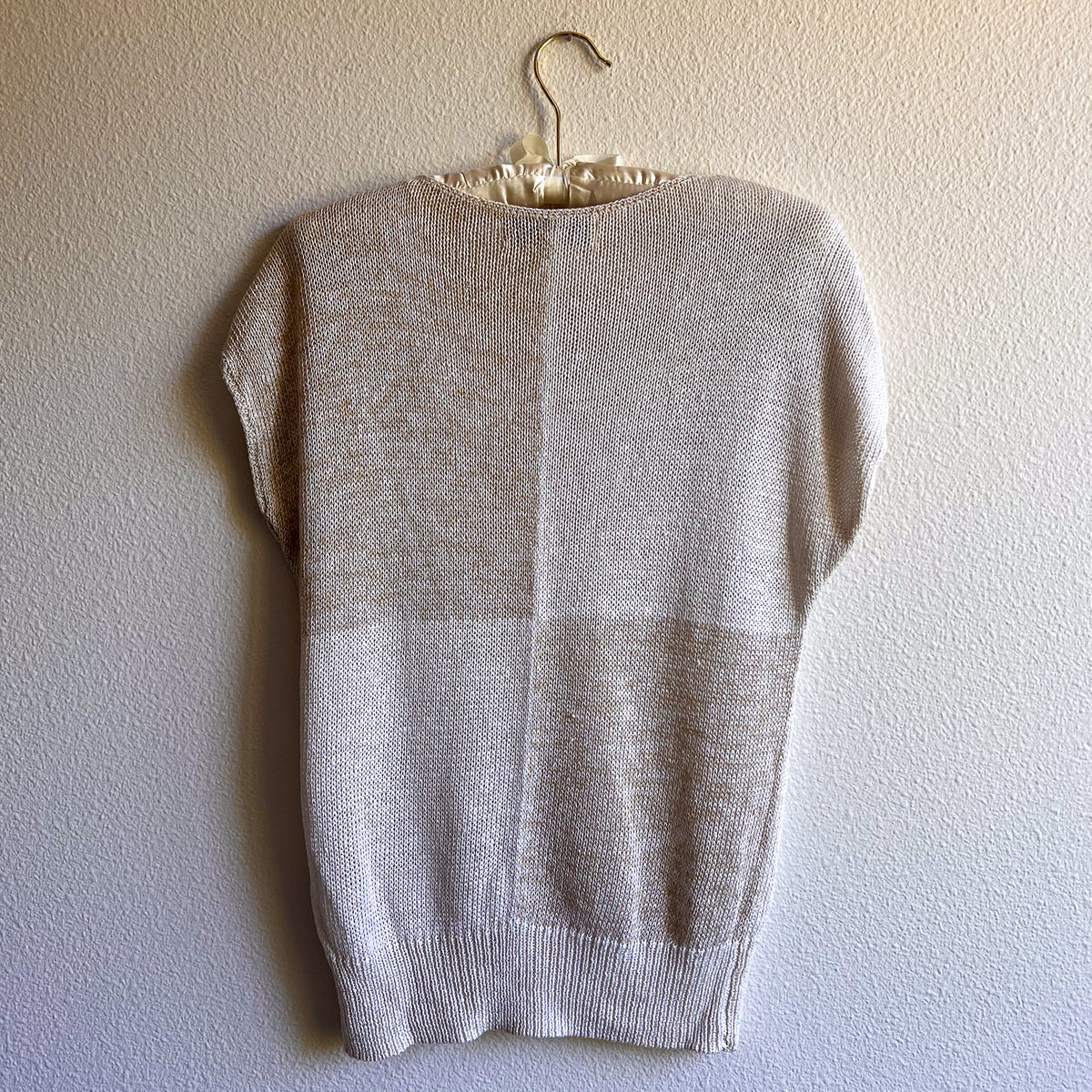 1970s Tan and White Quadrant Sweater (M/L)