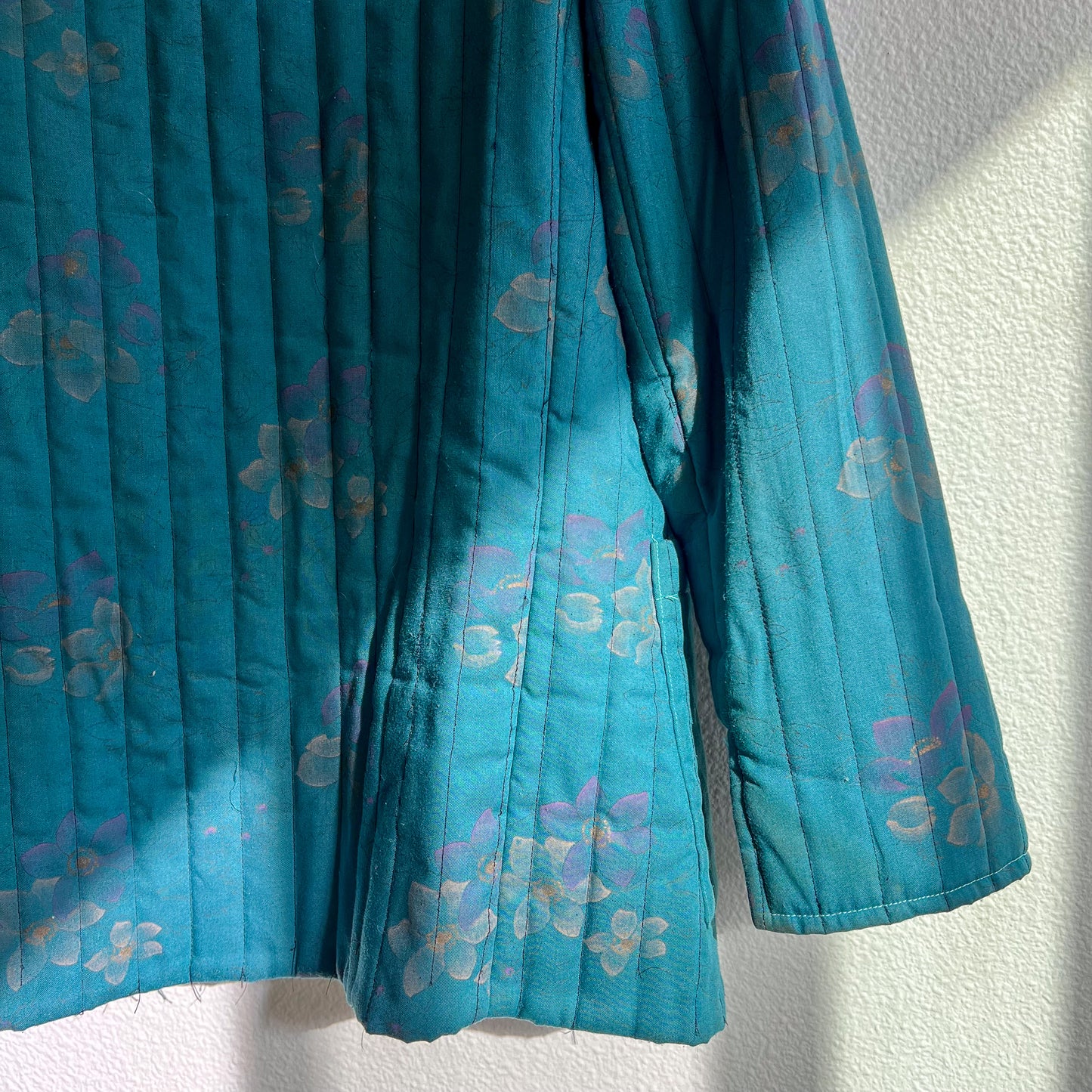 1970s Teal Quilted Jacket With Toggle Buttons (S/M)