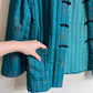 1970s Teal Quilted Jacket With Toggle Buttons (S/M)