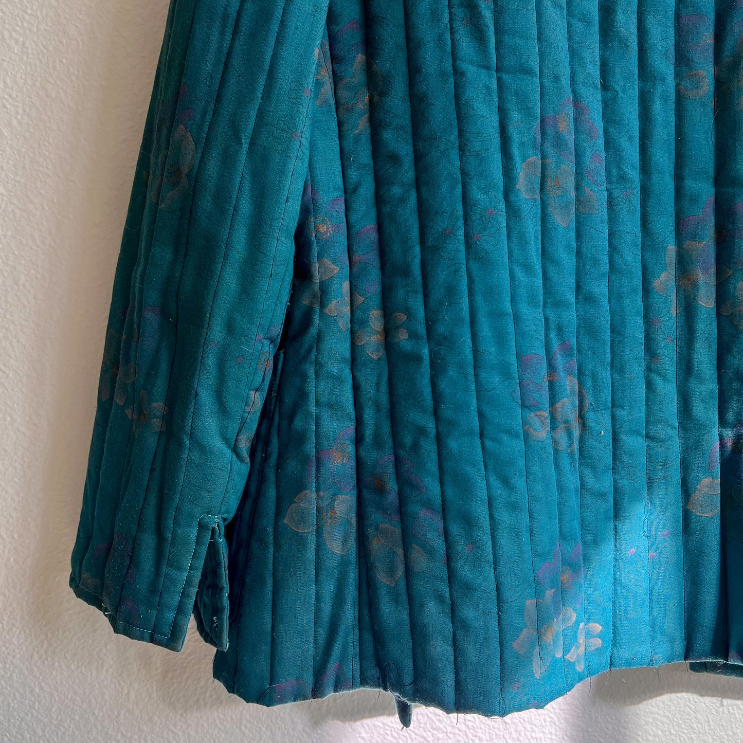 1970s Teal Quilted Jacket With Toggle Buttons (S/M)