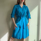 1970s Teal Silk Dress With Tie (M)