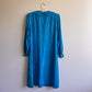 1970s Teal Silk Dress With Tie (M)