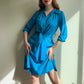 1970s Teal Silk Dress With Tie (M)