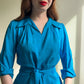 1970s Teal Silk Dress With Tie (M)