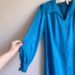 1970s Teal Silk Dress With Tie (M)