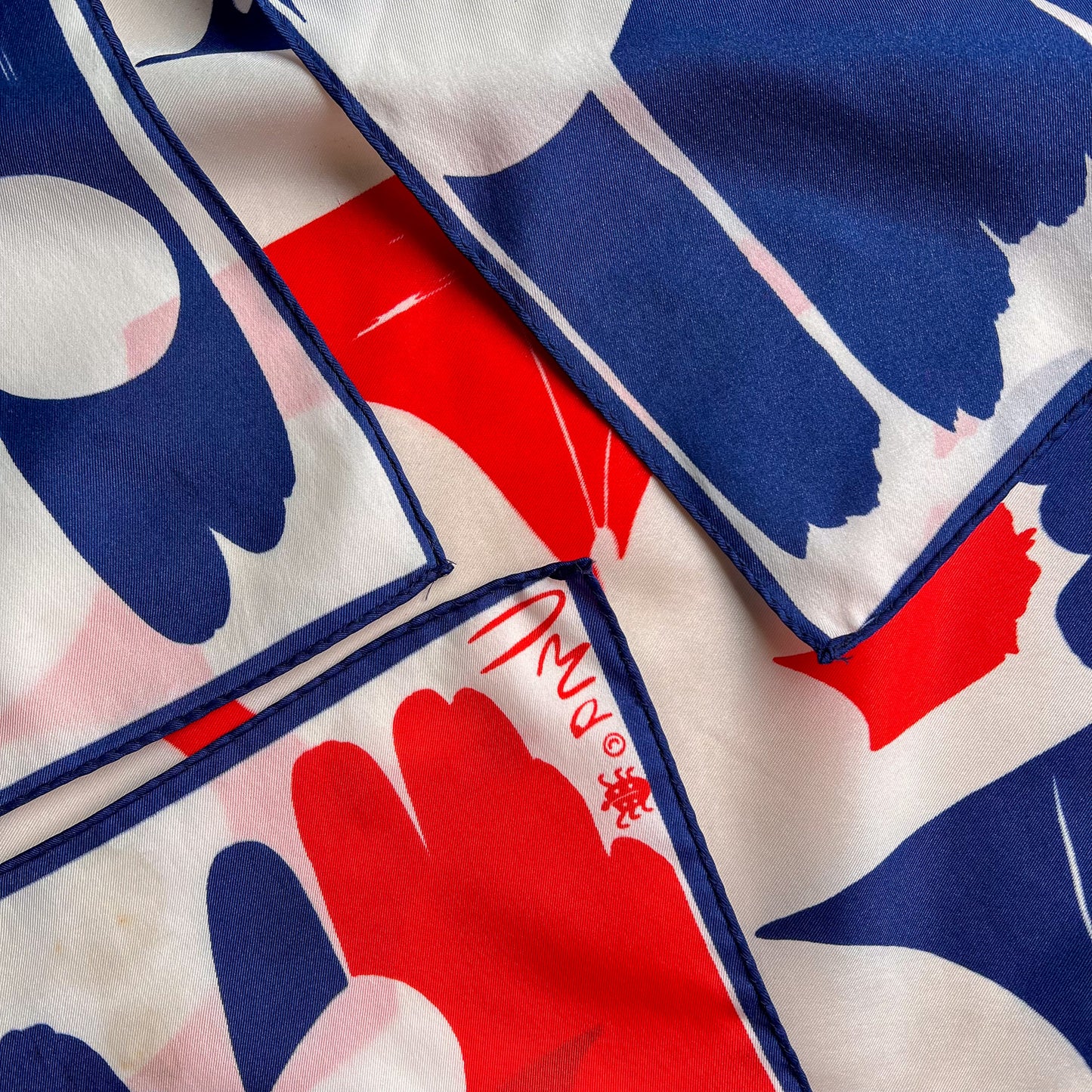 1970s Vera Red, White, and Blue Butterfly Scarf