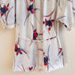 1970s White Blouse With Red and Navy Print (S/M)