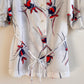 1970s White Blouse With Red and Navy Print (S/M)