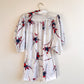 1970s White Blouse With Red and Navy Print (S/M)