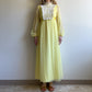 1970s Lemon Yellow Chiffon Maxi Dress With Crochet Bib (XS)