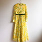 1970s Yellow and Green Floral Chiffon Gown (M)