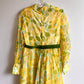 1970s Yellow and Green Floral Chiffon Gown (M)