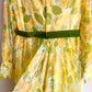 1970s Yellow and Green Floral Chiffon Gown (M)