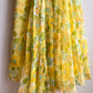 1970s Yellow and Green Floral Chiffon Gown (M)