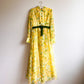 1970s Yellow and Green Floral Chiffon Gown (M)