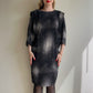 1980s Black Abstract Polka Dot Print Silk Dress (M/L)