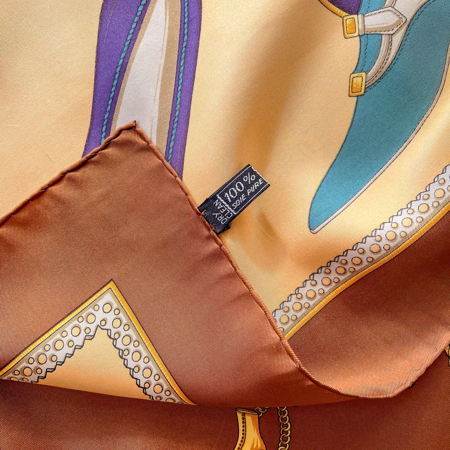 1980s Brown Bally Silk Scarf With Decorative Shoes