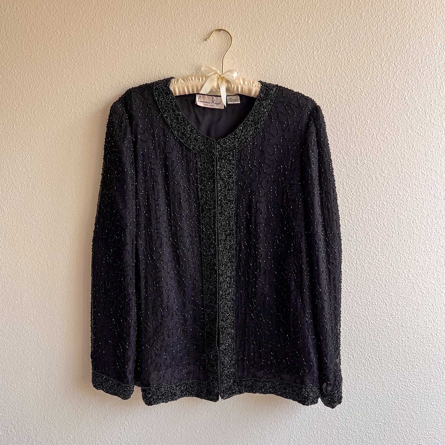 Stunning 1980s Black Beaded Party Jacket (L/XL)