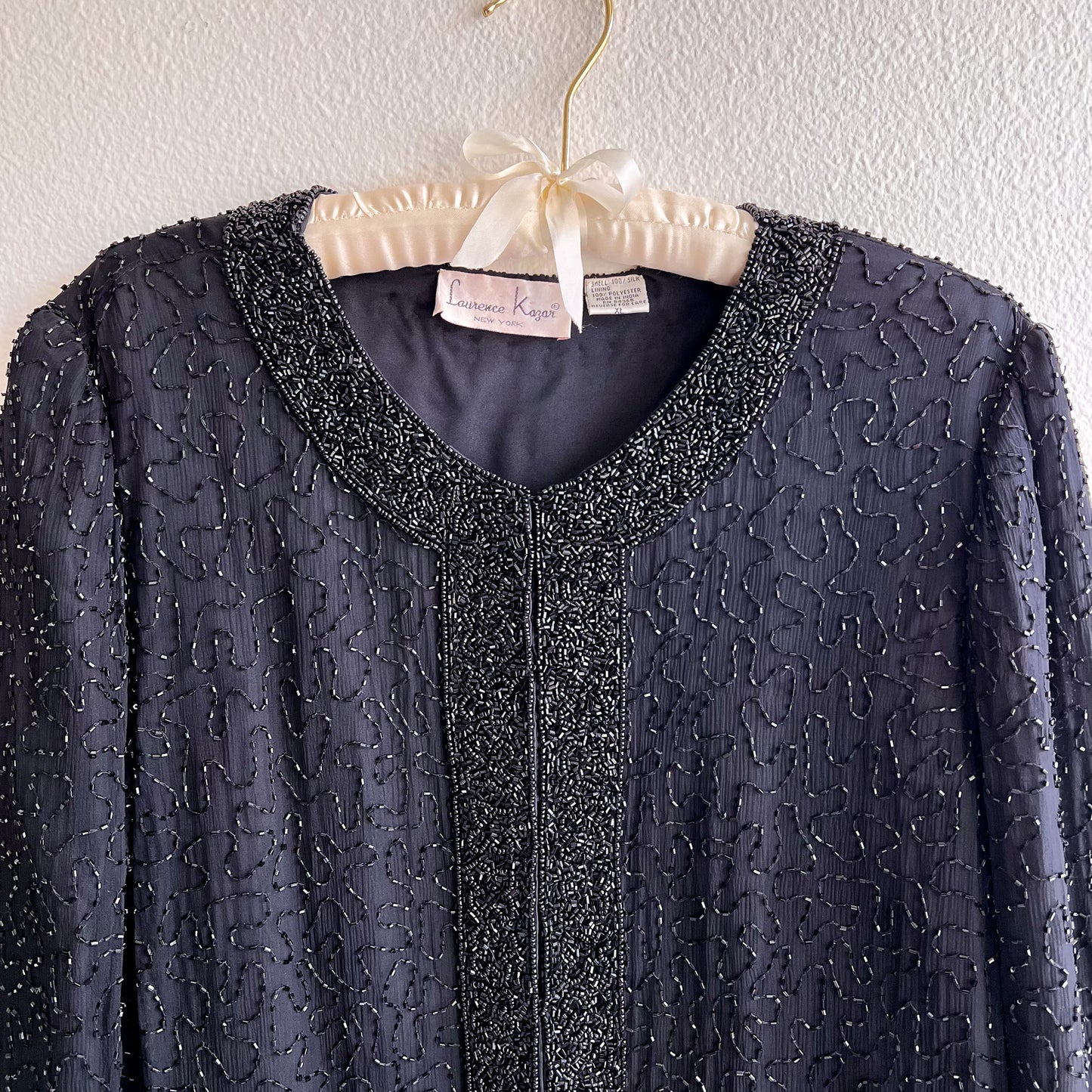 Stunning 1980s Black Beaded Party Jacket (L/XL)